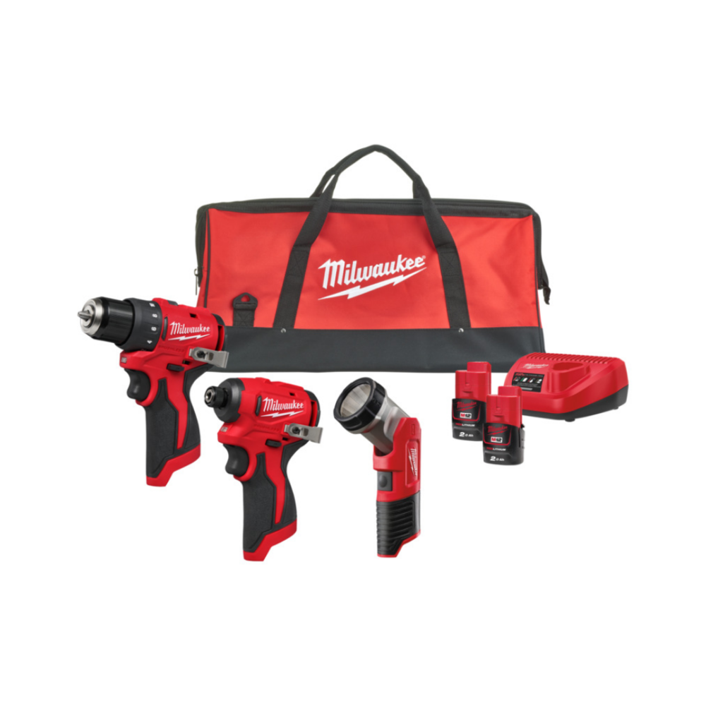 M12 BLPP3A-202B - M12 Powerpack (M12 BLDDRC, M12 BLIDRC, M12 TLED, 2 x 2,0 Ah, C12 C Lader, Contractor bag)