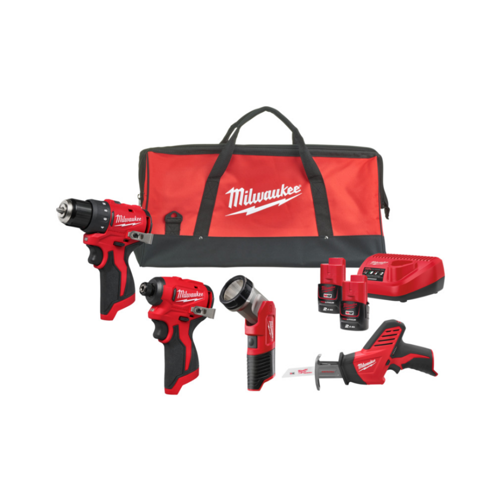 M12 BLPP4A-202B - M12 Powerpack (M12 BLDDRC, M12 BLIDRC, C12 HZ, M12 TLED, 2 x 2,0 Ah, 1 x C12 C Lader, Contractor bag)