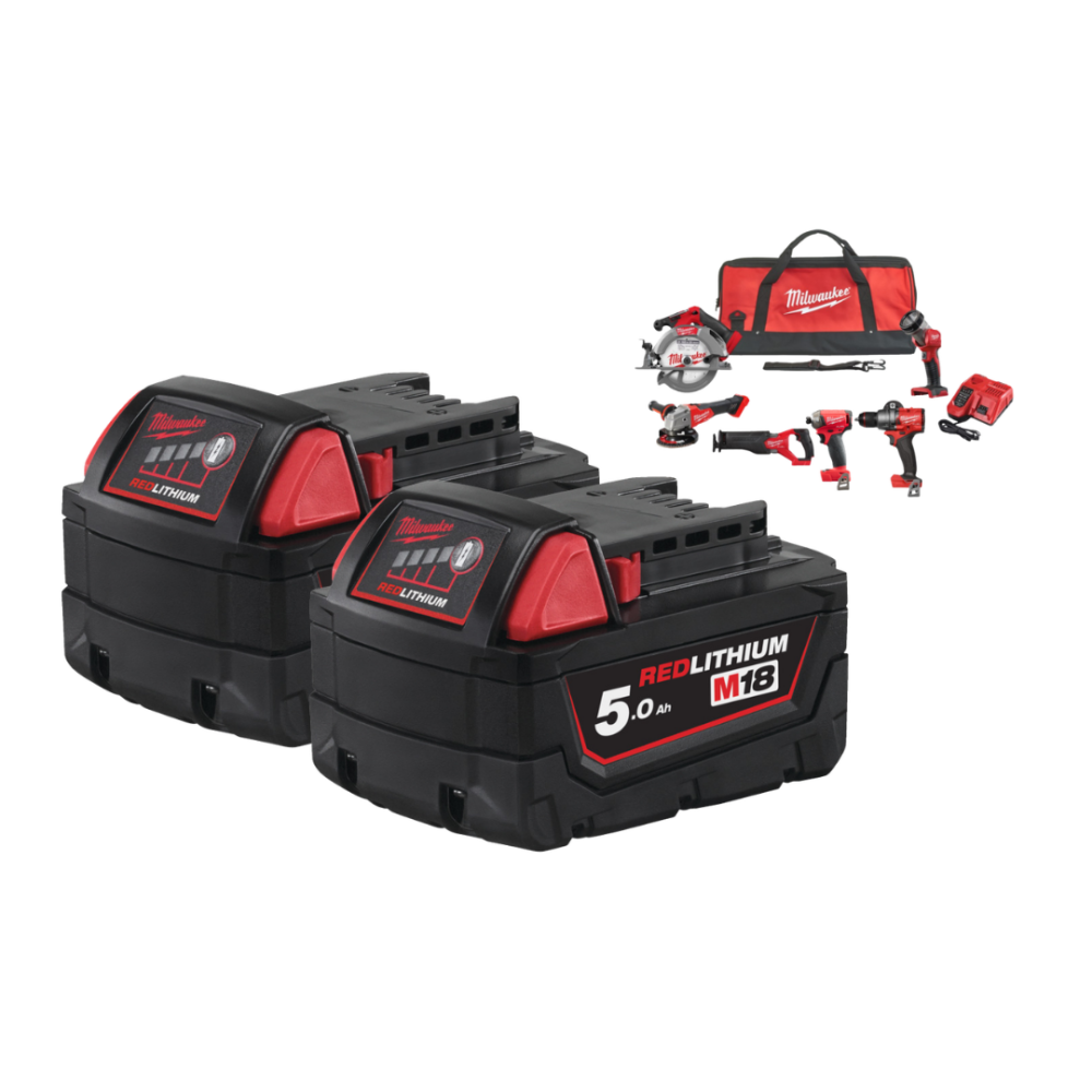 M18 FPP6Q3-502B Powerpack - 6-delige set - M18 FPD3, M18 FQID, M18 FCS552, M18 FSZ, M18 FSAG125X, M18 TLED, M18 B5, M12-18 FC