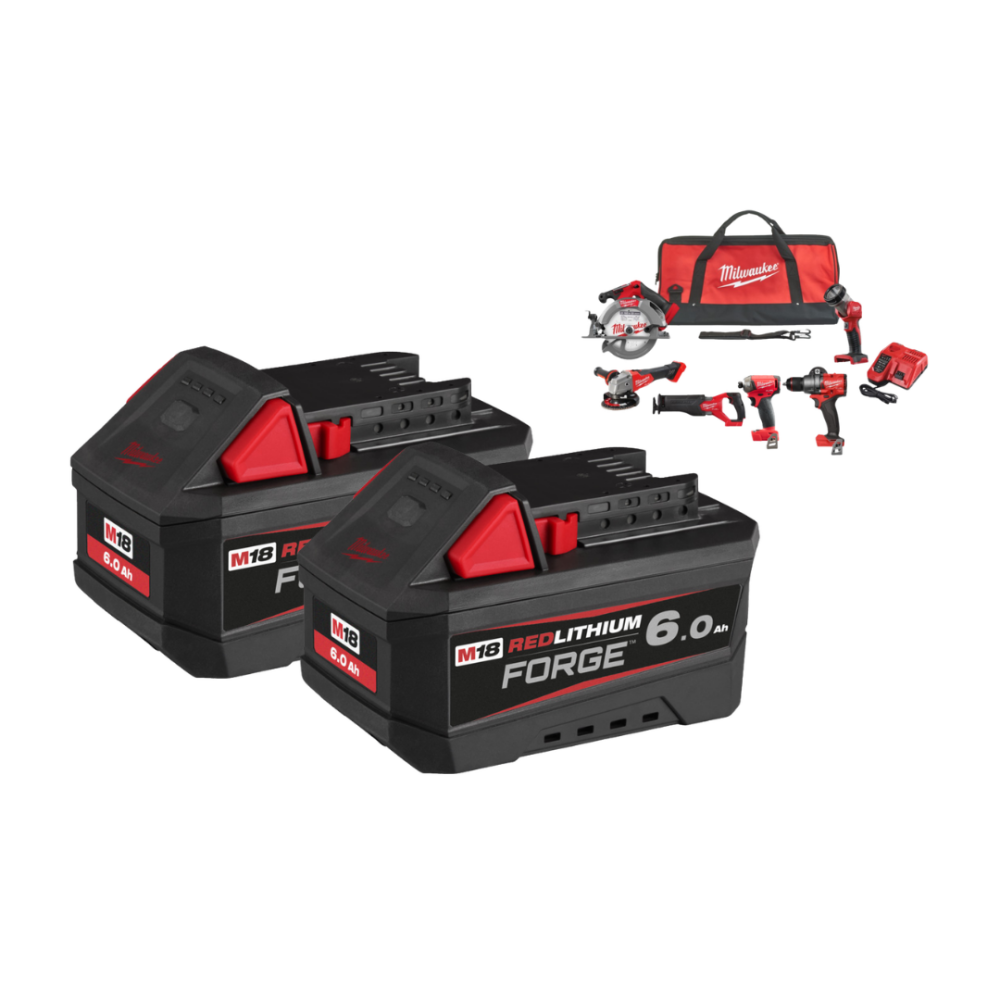 M18 FPP6Q3-602B Powerpack - 6-delige set - M18 FPD3, M18 FQID, M18 FCS552, M18 FSZ, M18 FSAG125X, M18 TLED, M18 FB6, M12-18 FC