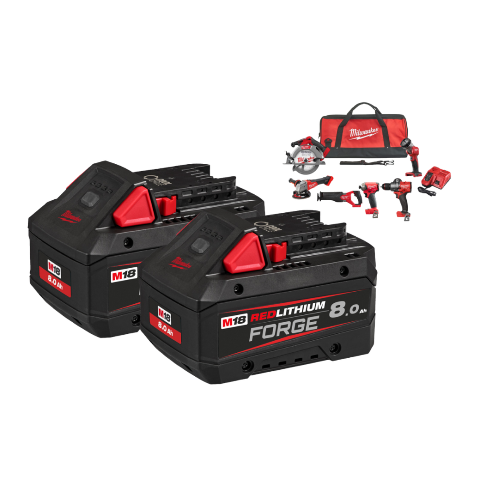 M18 FPP6Q3-802B Powerpack - 6-delige set - M18 FPD3, M18 FQID, M18 FCS552, M18 FSZ, M18 FSAG125X, M18 TLED, M18 FB8, M12-18 FC