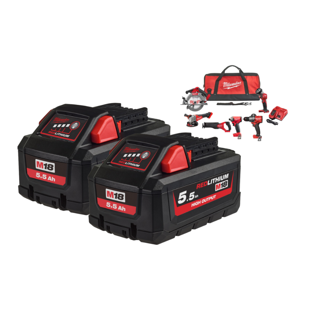 M18 FPP6Q3-552B Powerpack - 6-delige set - M18 FPD3, M18 FQID, M18 FCS552, M18 FSZ, M18 FSAG125X, M18 TLED, M18 HB5.5, M12-18 FC